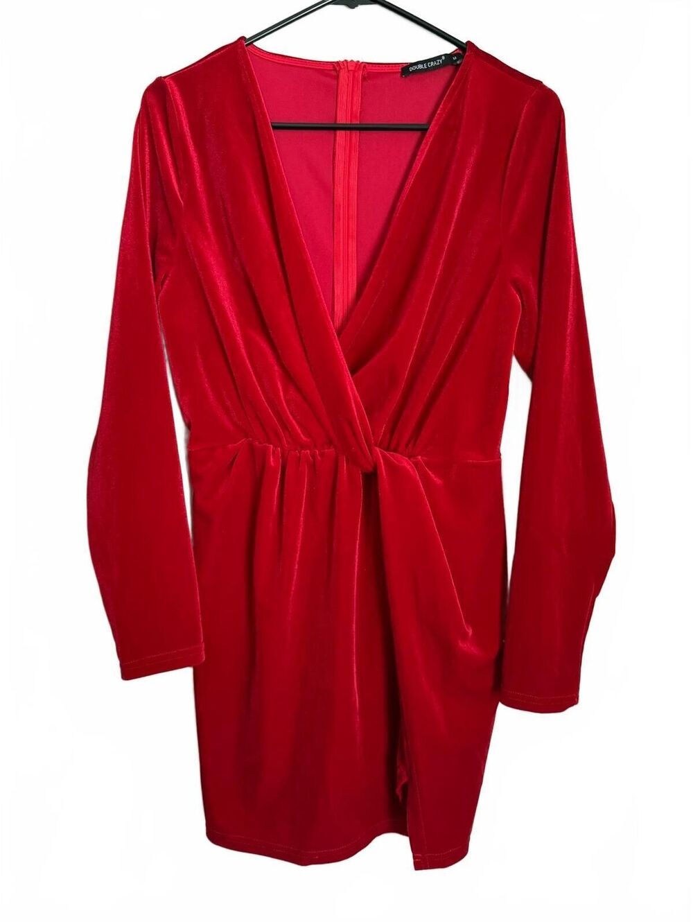 Double Crazy Red Tomato Velvet Mini Twist Dress Size Medium Holiday Indie Party
